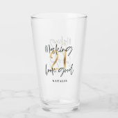 Zwart en goud 21ste verjaardag modern script stijl glas (Achterkant)