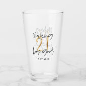 Zwart en goud 21ste verjaardag modern script stijl glas (Voorkant)