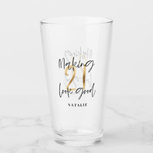 Zwart en goud 21ste verjaardag modern script stijl glas