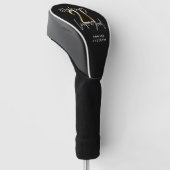 Zwart en goud 21ste verjaardag modern script stijl golfheadcover (Schuin)