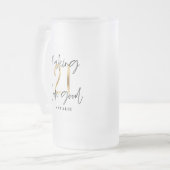 Zwart en goud 21ste verjaardag modern script stijl matglas bierpul (Voorkant links)