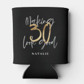 Zwart en goud 30e verjaardag modern script stijlvo blikjeskoeler (Achterkant)