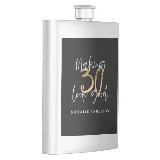 Zwart en goud 30e verjaardag modern script stijlvo flacon (Rechts)