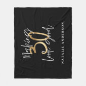 Zwart en goud 30e verjaardag modern script stijlvo fleece deken (Voorkant)