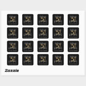 Zwart en goud 30e verjaardag modern script stijlvo vierkante sticker (Vel)