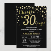 Zwart en goud 30ste verjaardag diamant kaart (Voorkant / Achterkant)