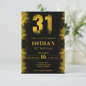 Zwart en goud 31ste verjaardagsfeestje kaart (Staand voorkant)