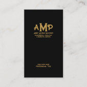 Zwart en Goud 3 Letter Monogram Business Logo Visitekaartje (Voorkant)