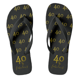 Zwart en goud 40 & Fabulous Teenslippers