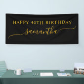 Zwart en goud 40e verjaardag Eenvoudige Swash Naam Spandoek (Beurs)