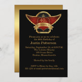 Zwart en Goud 40e Verjaardagsfeestuitnodiging Kaart (Voorkant / Achterkant)