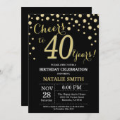 Zwart en goud 40ste verjaardag diamant kaart (Voorkant / Achterkant)