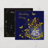 Zwart en Goud 45ste verjaardagsfeest Kaart (Voorkant / Achterkant)