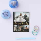 Zwart en goud 4 foto collage bruiloft Dank u Flyer (Enkel)