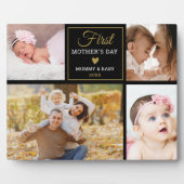 Zwart en goud 4 foto Collage eerste Moederdag Fotoplaat (Voorkant)
