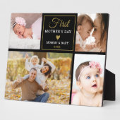 Zwart en goud 4 foto Collage eerste Moederdag Fotoplaat (Zijkant)