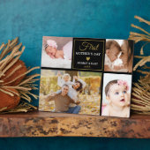 Zwart en goud 4 foto Collage eerste Moederdag Fotoplaat (Zijkant)