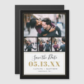 Zwart en Goud 4 Foto Opslaan van de Datum (Voorkant / Achterkant)