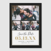 Zwart en Goud 4 Foto Opslaan van de Datum (Voorkant)