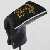 Zwart en goud 50 en Fabulous Golfheadcover (3/4 voorkant)