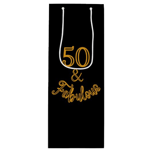 Zwart en goud 50 en Fabulous Wijn Cadeautas (Voorkant)
