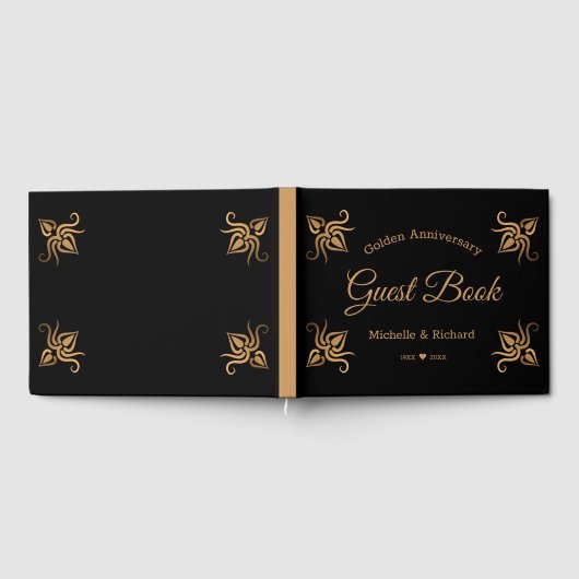 Zwart en Goud 50e Bruiloft Jubileum Gastenboek (Volledig)