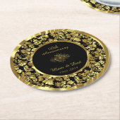 Zwart en Goud 50e Bruiloft Jubileum Ronde Kartonnen Onderzetter (Gebogen)