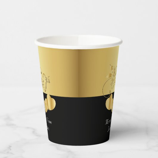 Zwart en goud 50e Jubileum / Birthday Papieren Bekers (Links)