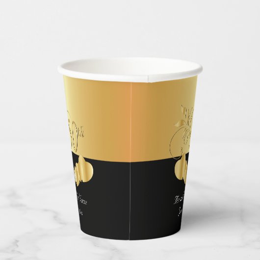 Zwart en goud 50e Jubileum / Birthday Papieren Bekers (Rechts)