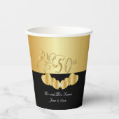 Zwart en goud 50e Jubileum / Birthday Papieren Bekers (Voorkant)