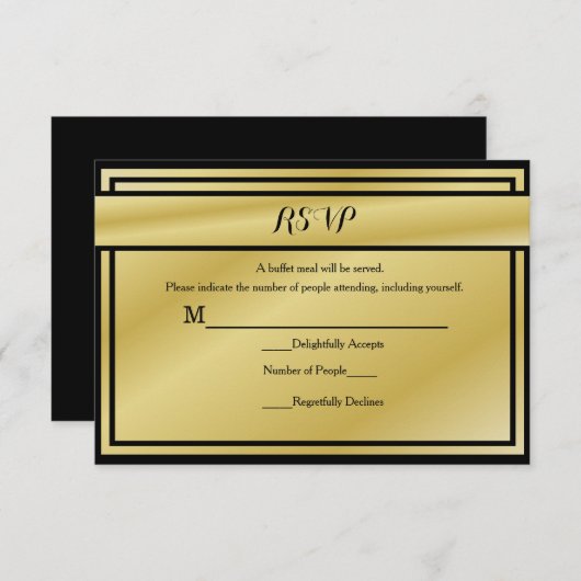 Zwart en goud 50e Jubileum RSVP voor Buffet (Voorkant / Achterkant)