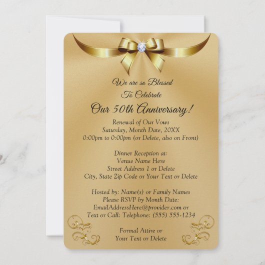 Zwart en Goud 50e Verjaardag FOTO Uitnodigingen (Achterkant)