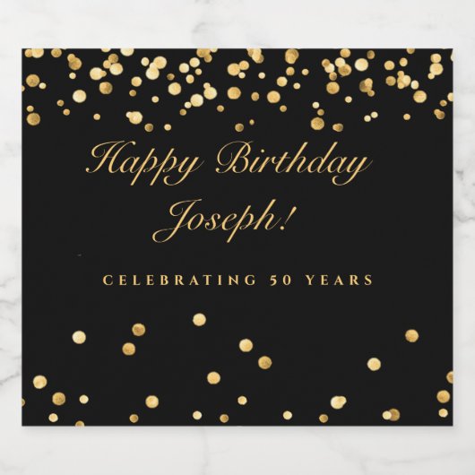 Zwart en Goud 50e Verjaardag Mousserende Wijn Labe Sparkling Wijnetiket (Enkel label)