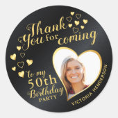 Zwart en goud 50e verjaardag ronde sticker (Voorkant)