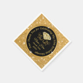 Zwart en goud, 50e verjaardag servetten gepersonal (Hoek)