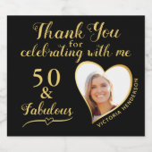 Zwart en goud 50e verjaardag sparkling wijnetiket (Enkel label)