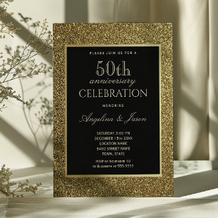 Zwart en Goud 50ste Huwelijksjubileum Kaart