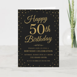Zwart en Goud 50ste Verjaardag Elegant Script