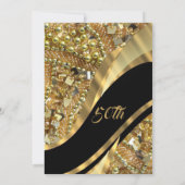 Zwart en goud 50ste verjaardag kaart (Achterkant)