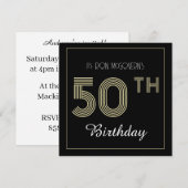 Zwart en goud 50ste verjaardag Retro Stripe Print Kaart (Voorkant / Achterkant)