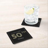 Zwart en goud 50ste verjaardag Retro Stripe Print Kartonnen Onderzetters (Insitu)