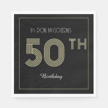 Zwart en goud 50ste verjaardag Retro Stripe Print