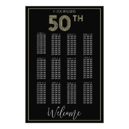 Zwart en Goud 50ste Verjaardag Zitting Grafiek Pri Foto Afdruk