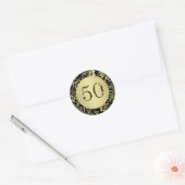 Zwart en goud 50ste Verjaardagsfeestje Sticker (Envelop)