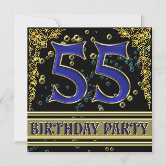 Zwart en Goud 55ste verjaardagsfeest Kaart (Voorkant)