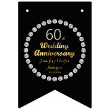 Zwart en Goud 60e Diamant Bruiloft Jubileum