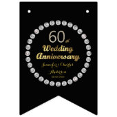 Zwart en Goud 60e Diamant Bruiloft Jubileum Vlaggetjes (Derde vlag)