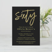Zwart en Goud 60ste Verjaardag Uitnodiging Sjabloo (Staand voorkant)