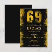 Zwart en Goud 69e Verjaardagsfeestje Kaart (Voorkant / Achterkant)