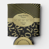 Zwart en Goud 70e Verjaardagsfeestnummerpatroon Blikjeskoeler (Voorkant)